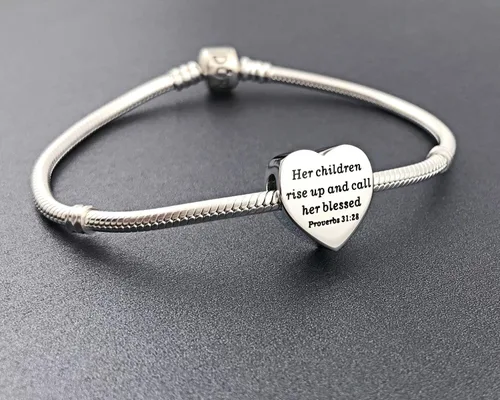 Vista 5 de MUERDOU Dije de corazón, pulsera cristiana con versículo bíblico para oración, fe, religiosa, regalos para mujeres