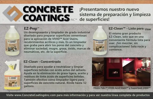 Vista 2 de CC Concrete Coatings EZ-Clean - Neutralizador de manchas de ácido concreto, desengrasante, limpiador ligero Fórmula concentrada fácil de usar