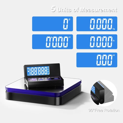 Vista 2 de UNIWEIGH Báscula digital inalámbrica de envío postal 110lbs/0.1oz precisa, LCD plegable, báscula de paquetes con acero inoxidable/5 unidades/función