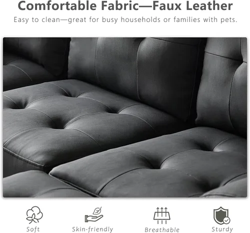 Vista 3 de Wimarsbon Sofá en forma de U de 106 pulgadas con diván doble, moderno juego de sofá modular tapizado de 4 asientos para sala de estar, dormitorio
