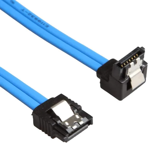 Vista 2 de Paquete de 6 cables SATA III de 90 grados en ángulo recto de 6.0 Gbps con pestillo de bloqueo de 18 pulgadas (6 cables SATA azul)