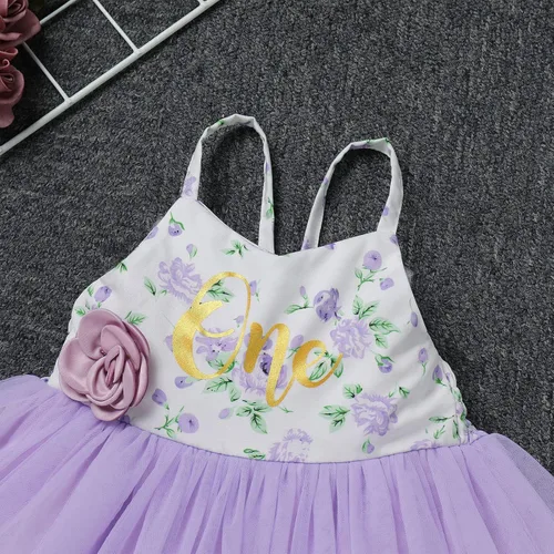 Vista 5 de Vestido de cumpleaños de 1.º y 2º cumpleaños para niñas pequeñas, vestido de tutú de tul floral bohemio con diadema de flores para sesión de fotos