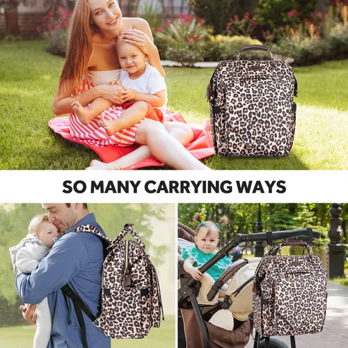 Vista 7 de LitBear Mochila para pañales, elegante y de gran capacidad, multifunción