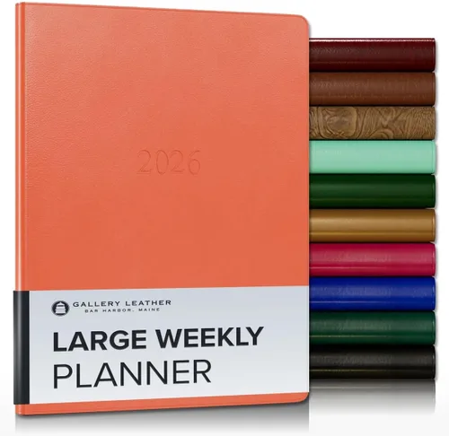 Vista 65 de Gallery Leather Planificador Semanal y Mensual Grande 2025-2026, Calendario Planificador y Cuaderno Elegantemente Encuadernado con Elegantes Bordes