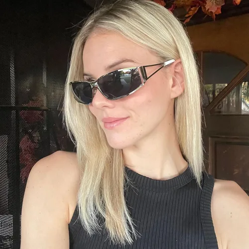 Vista 2 de Y2k - Lentes de sol para mujer, lentes Y2k de metal de moda, lentes de sol de moda de los años 2000S, accesorios estéticos Y2k para mujer