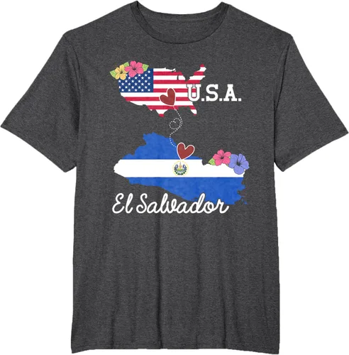Vista 14 de Camiseta con la bandera salvadoreña de El Salvador de Estados Unidos para mujeres y hombres