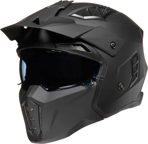 Vista 13 de ILM Medio casco de motocicleta de cara abierta 3/4 para hombres y mujeres, casco retro vintage con visera para ciclomotor, ATV, crucero, scooter