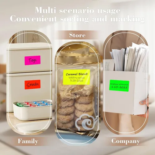 Vista 7 de PARLAIM 5 x 3 pulgadas Rectángulo de colores pegatinas de inventario, 1000 unidades de 4 rollos de etiquetas adhesivas cuadradas para cajas móviles