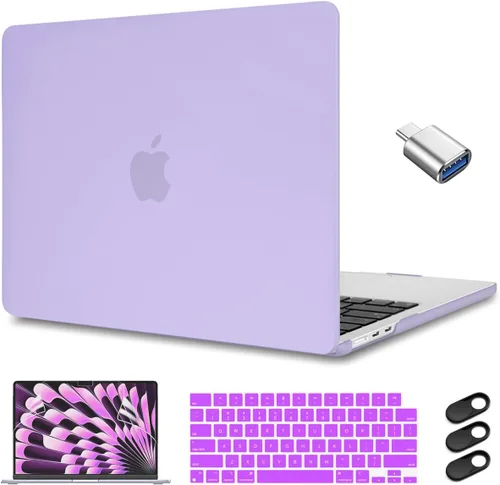 Vista 11 de CISSOOK Funda rosa bebé para MacBook Air de 15 pulgadas lanzamiento 2023 2024 2025, cubierta rígida de plástico rosa tiza con cubierta de teclado