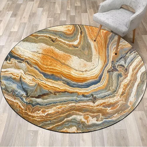 Vista 29 de Tapete redondo de mármol verde esmeralda, lavable, pequeño círculo, para dormitorio, sala de estar, alfombra moderna abstracta circular, 2 pies