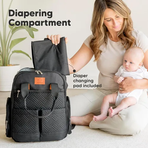 Vista 5 de Mochila de Pañales KeaBabies para Niñas, Niños - Bolso para Bebés de Mamá y Papá con Cambiador de Pañales para Recién Nacidos, Pequeños, 2 Niños