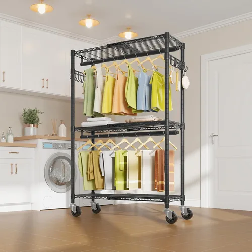 Vista 2 de VIPEK R2X - Armario portátil expandible con ruedas con cerradura, capacidad de 600 libras, perchero resistente con estantes ajustables y barra