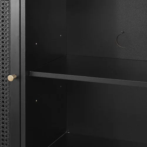 Vista 14 de Crosley Furniture Perry - Aparador de ratán moderno con armarios de almacenamiento, Credenza, soporte de TV, color negro