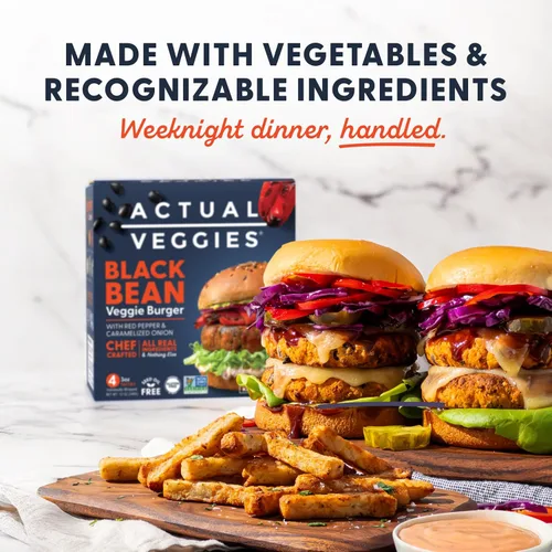 Vista 7 de Actual Veggies - Hamburguesa de frijol negro vegetariana, 12 oz