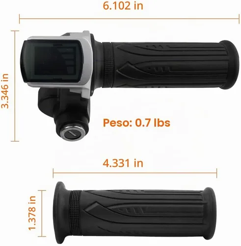 Vista 3 de L-faster Mango de acelerador de bicicleta, agarre de acelerador de velocidad con indicador de interruptor de llave para scooter bicicleta