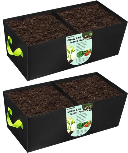 Vista 10 de ANGELIOX Paquete de 3 bolsas de cultivo de 8 galones, cama de jardín de tela no tejida gruesa de 10.58 oz, macetas cuadradas de 30 L con asas