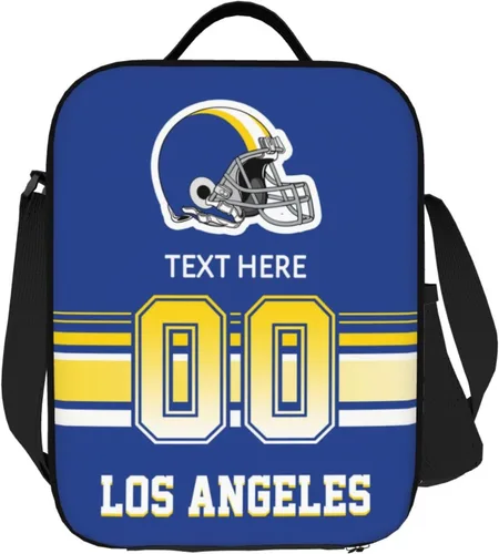 Vista 30 de Bolsa de almuerzo personalizada de Nueva Inglaterra, regalos para hombres, mujeres, fanáticos, con nombre y número personalizados, correas de hombro