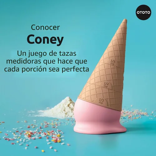 Vista 2 de OTOTO Coney - Juego de tazas medidoras de helado – Juego de tazas medidoras de plástico desmontables para hornear y cocinar, bonitas tazas medidoras