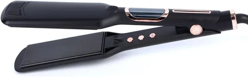 Vista 7 de Plancha de pelo profesional con pantalla LCD, placa ancha de 500 F, cable giratorio de 360°, negro y oro rosa