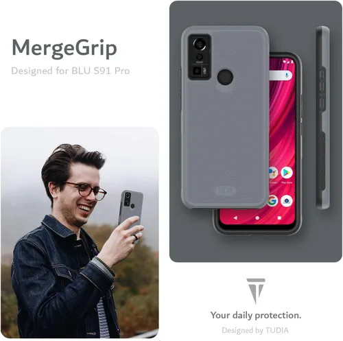 Vista 7 de TUDIA DualShield Grip - Funda protectora diseñada para BLU S91 Pro 2022, [MergeGrip] a prueba de golpes, de grado militar, delgada, de doble capa