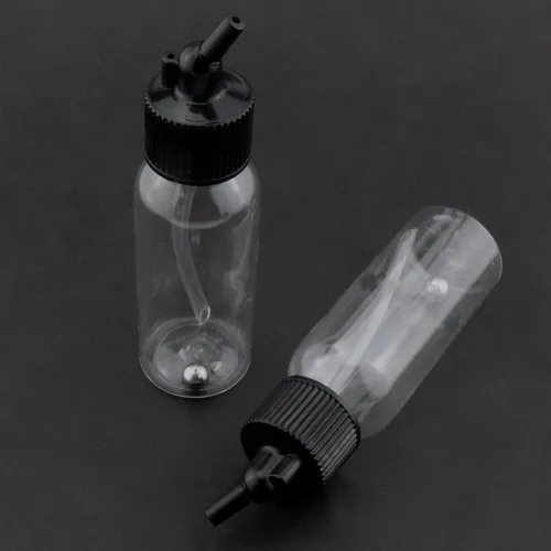Vista 2 de Airbrush Siphon Feed Jar LUORNG 5pcs 1.0 fl oz 1oz plástico doble acción aerógrafo botellas con tapas