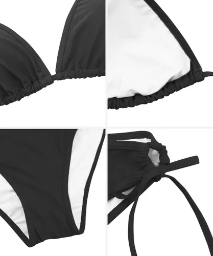 Vista 5 de American Trends Conjunto de bikini de dos piezas para mujer con parte superior halter triangular con lazo lateral inferior sexy traje de baño