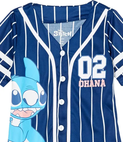Vista 3 de Disney Camiseta de béisbol de ángel Lilo & Stitch, camisa clásica de malla con botones para niñas