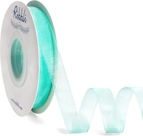 Vista 17 de Ribbli Cinta de organza azul aguamarina, 1 pulgada x 50 yardas, cinta transparente azul para envolver regalos, envoltura de galletas, decoración