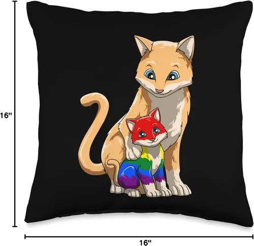 Vista 4 de T-Shirts and Gifts With LGBTQ Cats Cute LGBTQ Pride Anime Kawaii Girl - Almohada de 16 x 16 pulgadas, multicolor