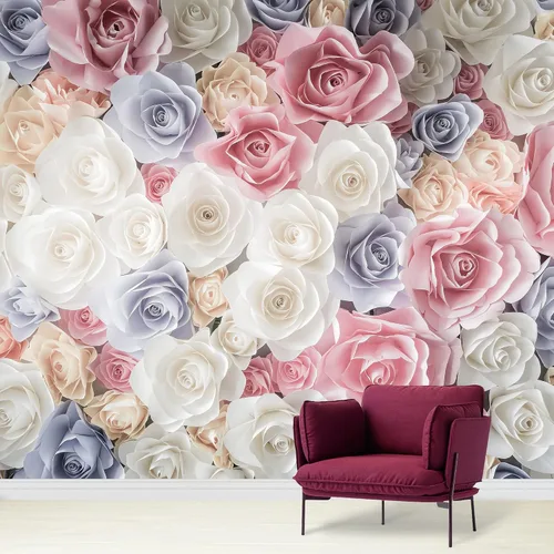 Vista 35 de wall26 Adhesivo mural removible para pared, diseño escénico de flores silvestres rosa, campo de jardín, naturaleza, fotografía, realismo