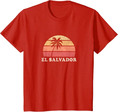 Vista 3 de El Salvador Vintage 70s Retro Throwback Design Camiseta, Azul