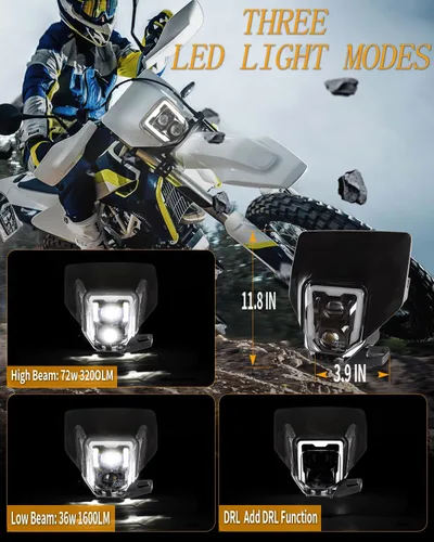 Vista 4 de RAMJET4X4 LED Faro de Moto de Tierra Motocross con Marco Compatible con 2017-2024 Husqvarna FE 250 350 450 501 701, TE150 250i 300i, FC250 350 450