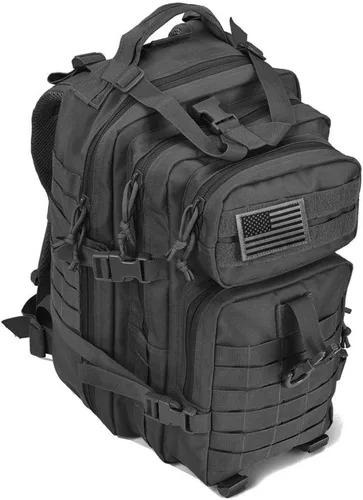 Vista 2 de REEBOW GEAR Mochila táctica para hombre, estilo militar, Molle, paquete de asalto estilo militar, mochila para insectos (34L negro)