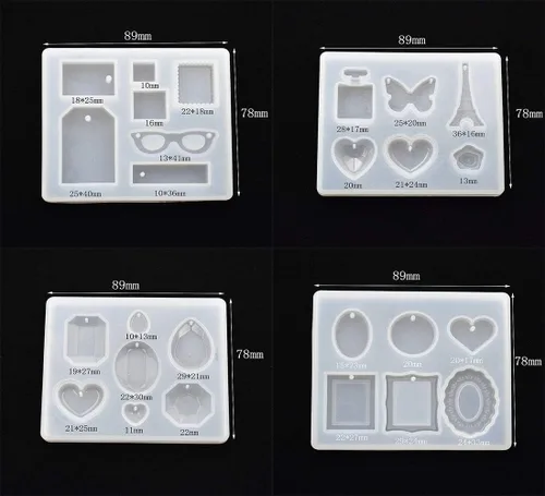 Vista 2 de Molde de silicona para formas de joyas para moldear, moldes de resina para aretes de oreja, moldes de resina epoxi (4 unidades)