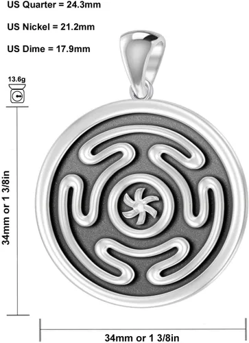 Vista 3 de Nuevo colgante de plata de ley 925 griega con diseño de rueda de hécate.1.339 in, Plata esterlina
