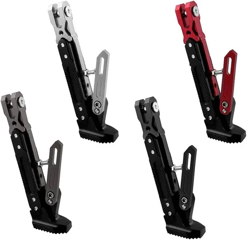 Vista 8 de Pata de Cabra de Motocicleta Soporte de Trípode Ajustable Universal de Aluminio Motor Scooter Soporte Lateral de Pie Modificado Accesorios