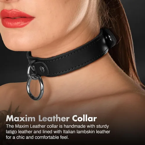 Vista 8 de VP Leather Meraux Collar – Top Grain Leather & Soft Lambskin - Adjustable - Nickel Plated Buckles, Eyelets, Studs & O-ring