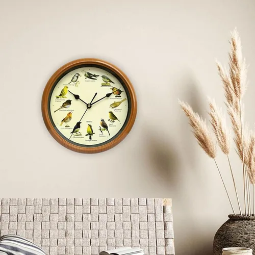 Vista 3 de Generic Reloj de pared de pájaro - Reloj colgante decorativo con sonido para cocina, 10.0x10.0x1.8 in, marrón
