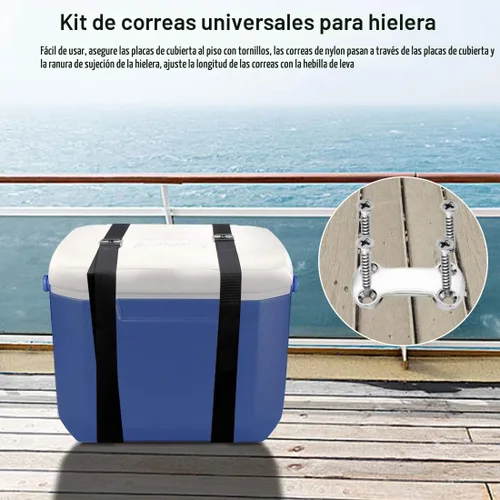 Vista 5 de Kit de Correa de Amarre Universal para Enfriadores, Kit de Amarre para Correas de Enfriadores, Correa de Amarre con Hebilla de Leva Compatible