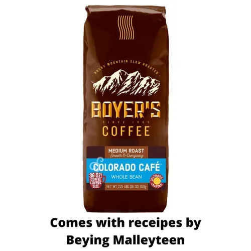 Vista 2 de Boyer's Coffee, bolsa de 36 onzas, elige tu sabor con recetas curadas por Beying Malleyteen (Colorado Cafe, tostado medio, grano entero)