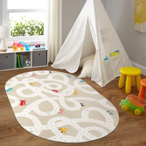Vista 10 de LIVEBOX Alfombra de Juego Antideslizante Azul de 3'x5' para Niños, Alfombra de Carretera Lavable a Máquina para Sala de Juegos, Alfombra de Sala