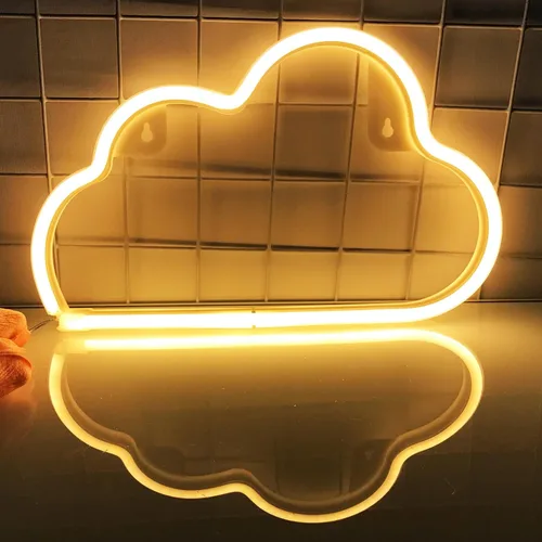 Vista 42 de Letrero de neón para decoración de pared, estético, amarillo, para dormitorio, USB/3-AA, funciona con pilas, luz nocturna para decoración de luz