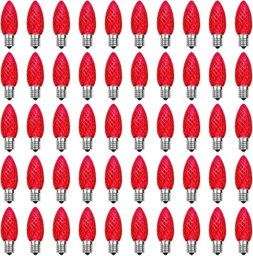 Vista 10 de Meconard Bombillas LED C9 de repuesto para Navidad, bombillas LED inastillables C9 para luces de Navidad para interiores y exteriores, base