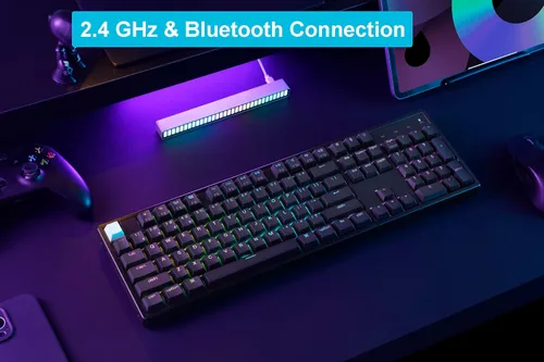 Vista 6 de Keychron K10 HE QMK Teclado mecánico personalizado inalámbrico para juegos, 2.4 GHz/Bluetooth/con cable tamaño completo intercambiable en caliente