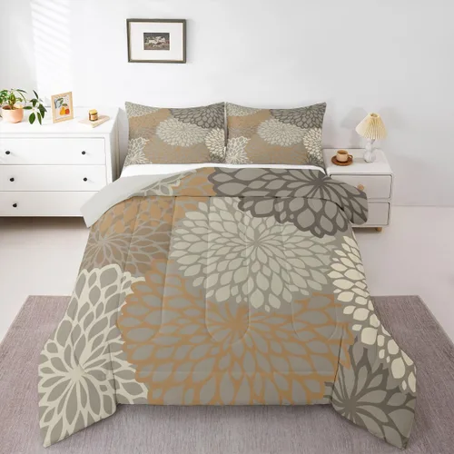 Vista 12 de Erosebridal Juego de edredón de dalia azteca para adultos, mujeres y niñas, ropa de cama floral, tamaño individual, relleno de edredón de flores