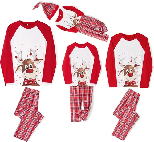 Vista 3 de Conjuntos de pijamas familiares de Navidad. Juego de pijamas iguales para bebes, adultos y niños, ropa de dormir de Navidad, juegos de pijamas
