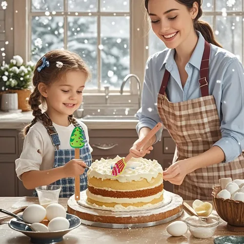 Vista 6 de 4 espátulas de silicona de Navidad con mango de madera, espátula de pastel de Navidad, muñeco de nieve, árbol de Navidad, patrón de Papá Noel