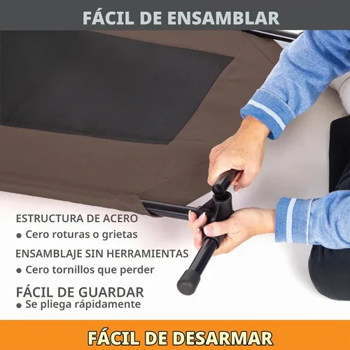 Vista 4 de K&H PET PRODUCTS - Cuna elevada para mascotas con centro de malla, varios tamaños Malla Chocolate/Negro