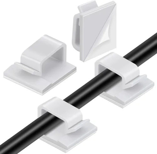 Vista 9 de Segarty Clip para cables, 100 unidades pequeñas de color negro, ideal para organizar cables, autoadhesivas, gestión de cables para colgar cables