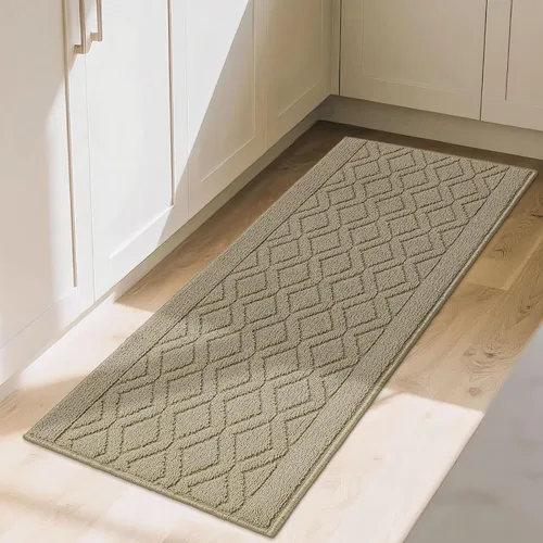 Vista 47 de COSY HOMEER Tapete de cocina antideslizantes, absorbentes para el piso, alfombra de cocina lavable, tapete de pie para fregadero, alfombra de Beige
